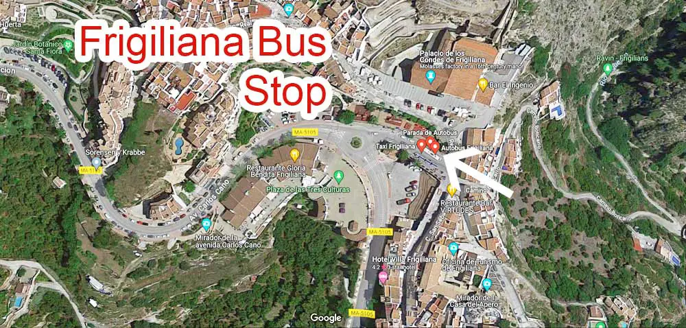 Mapa de la estación de autobuses de Frigiliana