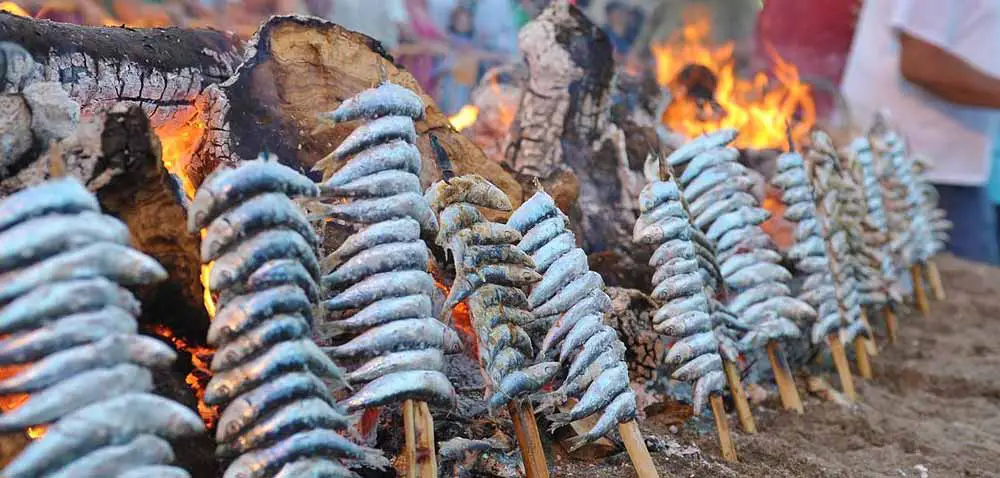 Espetos de Sardinas on a Nerja Beach