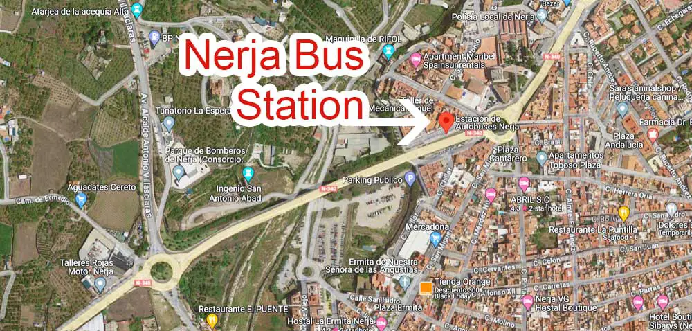 Mapa de la Estación de Autobuses de Nerja